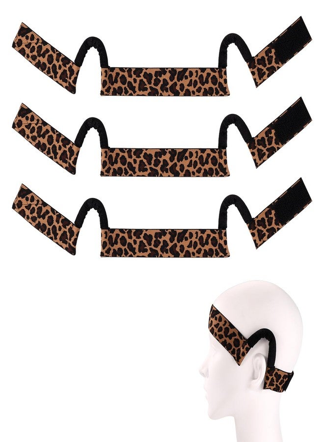 Penitue 3pcs Double Sided C Shaped Earless Wig Bands,Elastic Leopard Bow Print Melt Headband with Ear Cutouts Lace Melting Front Headpiece Band Accessories for Secure and Comfortable Wig Fit (Style 2) - Image 1